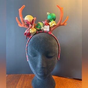 Festive Reindeer Antler Headband with Ornaments